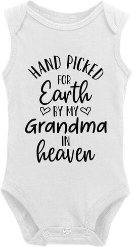 Hand Picked For Earth By My Grandma In Heaven Universal Boys And Girls Short Sleeve Bodysuits in Saudi Arabia