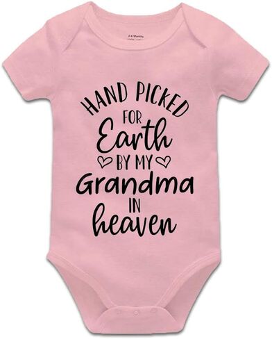 Hand Picked For Earth By My Grandma In Heaven Universal Boys And Girls Short Sleeve Bodysuits in Saudi Arabia