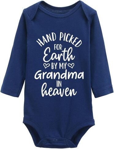 Hand Picked For Earth By My Grandma In Heaven Universal Boys And Girls Short Sleeve Bodysuits in Saudi Arabia