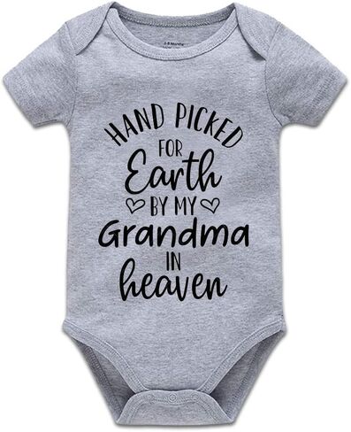 Hand Picked For Earth By My Grandma In Heaven Universal Boys And Girls Short Sleeve Bodysuits in Saudi Arabia
