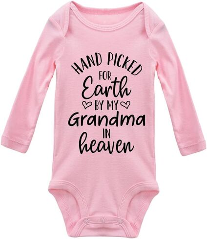 Hand Picked For Earth By My Grandma In Heaven Universal Boys And Girls Short Sleeve Bodysuits in Saudi Arabia