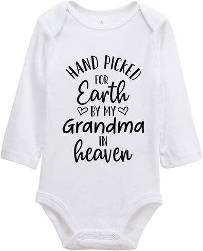 Hand Picked For Earth By My Grandma In Heaven Universal Boys And Girls Short Sleeve Bodysuits in Saudi Arabia