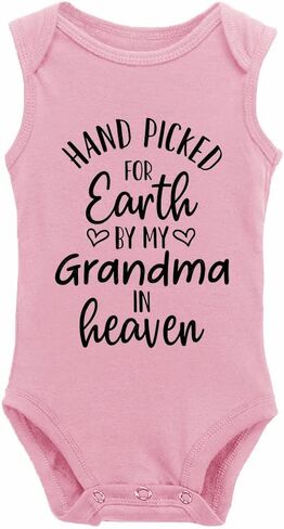 Hand Picked For Earth By My Grandma In Heaven Universal Boys And Girls Short Sleeve Bodysuits in Saudi Arabia