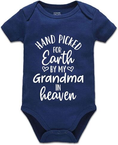 Hand Picked For Earth By My Grandma In Heaven Universal Boys And Girls Short Sleeve Bodysuits in Saudi Arabia