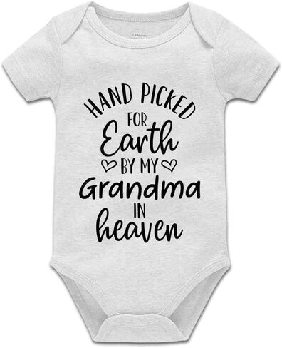 Hand Picked For Earth By My Grandma In Heaven Universal Boys And Girls Short Sleeve Bodysuits in Saudi Arabia