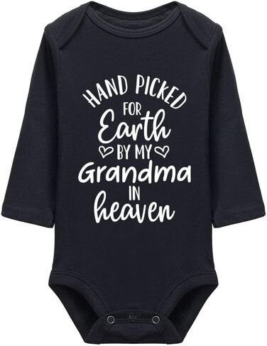 Hand Picked For Earth By My Grandma In Heaven Universal Boys And Girls Short Sleeve Bodysuits in Saudi Arabia