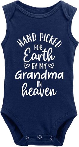 Hand Picked For Earth By My Grandma In Heaven Universal Boys And Girls Short Sleeve Bodysuits in Saudi Arabia