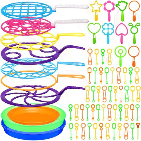 99 Pcs Big Bubble Wands Set, Giant Bubble Wands Toys Bulk with Tray Large Bubble Maker Mixed Size Funny Bubble Making Toys for Kids Summer Outdoor Party Favors Gifts Birthday Games in Saudi Arabia