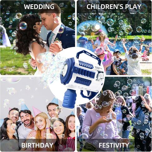 Bubble Machine 12 Hole Automatic Blaster, Light Up Bubble Gun with 2 Bubble Solutions Equipped Big Magezine, Outdoor Toys for Kids Ages 6+,Gifts for 6 7 8 9 Year Boys & Girls, Supply for Party Blue in Saudi Arabia