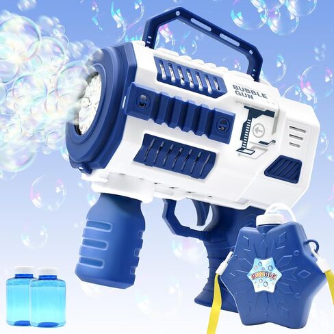 Bubble Machine 12 Hole Automatic Blaster, Light Up Bubble Gun with 2 Bubble Solutions Equipped Big Magezine, Outdoor Toys for Kids Ages 6+,Gifts for 6 7 8 9 Year Boys & Girls, Supply for Party Blue in Saudi Arabia