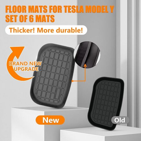 Floor Mats for Tesla Model Y 5-Seat 2019-2024, TPE All Weather Floor Mat 3D Front Cargo Liner and Rear Trunk Mat Tesla Model Y Floor Mats 2023, Automotive Floor Mats(Full Set 6 PCS) in Saudi Arabia