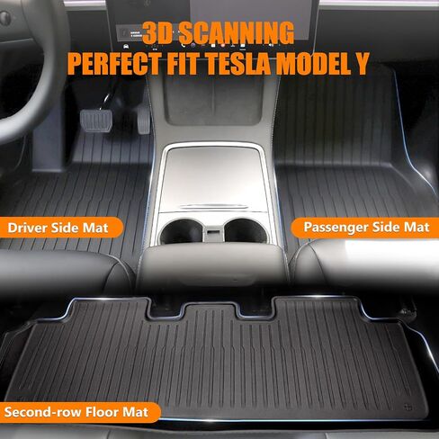 Floor Mats for Tesla Model Y 5-Seat 2019-2024, TPE All Weather Floor Mat 3D Front Cargo Liner and Rear Trunk Mat Tesla Model Y Floor Mats 2023, Automotive Floor Mats(Full Set 6 PCS) in Saudi Arabia