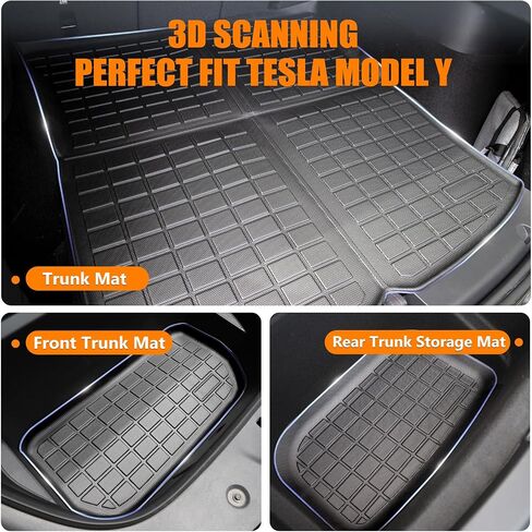Floor Mats for Tesla Model Y 5-Seat 2019-2024, TPE All Weather Floor Mat 3D Front Cargo Liner and Rear Trunk Mat Tesla Model Y Floor Mats 2023, Automotive Floor Mats(Full Set 6 PCS) in Saudi Arabia