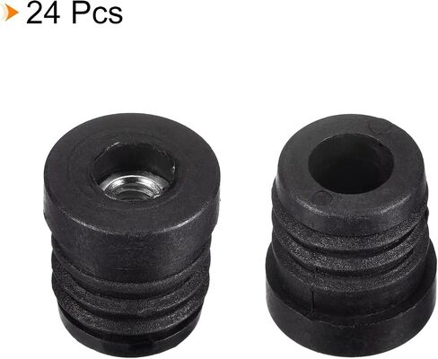 uxcell 24Pcs Inserts for Round Tubes with M6 Thread, for 19mm/0.75" OD Round Tube, Round Black Plastic Plug Caster Insert Chair End Caps Furniture Leg Plug in Saudi Arabia