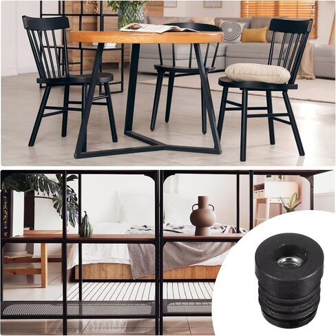 uxcell 24Pcs Inserts for Round Tubes with M6 Thread, for 19mm/0.75" OD Round Tube, Round Black Plastic Plug Caster Insert Chair End Caps Furniture Leg Plug in Saudi Arabia