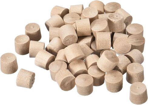 uxcell 50Pcs Flat Head Wood Plugs, 3/8 Inch Wooden Button Screw Plug Wood Plugs Screw Hole Covers for Furniture Tables Chair in Kuwait