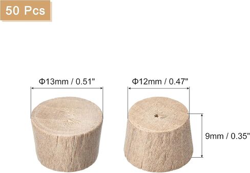 uxcell 50Pcs Flat Head Wood Plugs, 3/8 Inch Wooden Button Screw Plug Wood Plugs Screw Hole Covers for Furniture Tables Chair in Kuwait