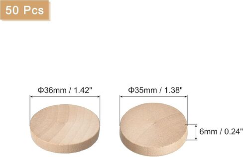uxcell 50Pcs Flat Head Wood Plugs, 3/8 Inch Wooden Button Screw Plug Wood Plugs Screw Hole Covers for Furniture Tables Chair in Kuwait
