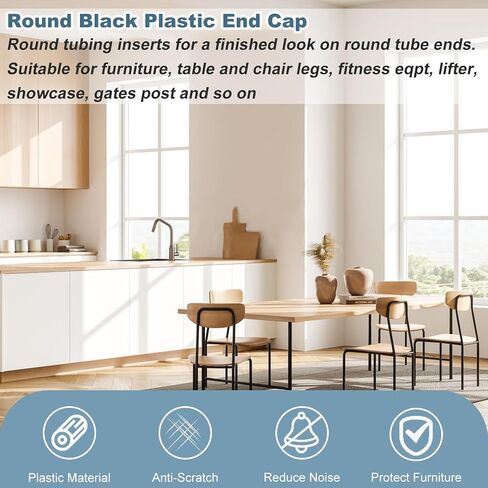 Yinpecly 100PCS 0.75" Round Plastic Plug End Cap Hardware Furniture Pipe Tube Cover Insert for Table Chair Legs Cabinet Furniture Sliding Black Tone in Saudi Arabia