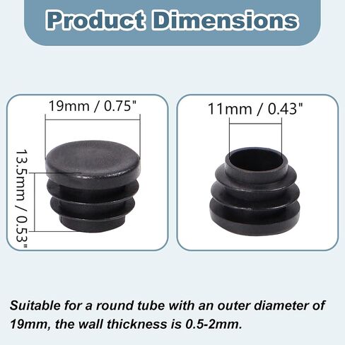 Yinpecly 100PCS 0.75" Round Plastic Plug End Cap Hardware Furniture Pipe Tube Cover Insert for Table Chair Legs Cabinet Furniture Sliding Black Tone in Saudi Arabia