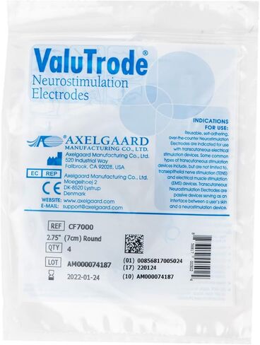 أقطاب قماشية من Axelgaard Valutrode، أقطاب فيلم موصلة قابلة لإعادة الاستخدام، مستديرة 2.75 بوصة، 40 حزمة in Kuwait