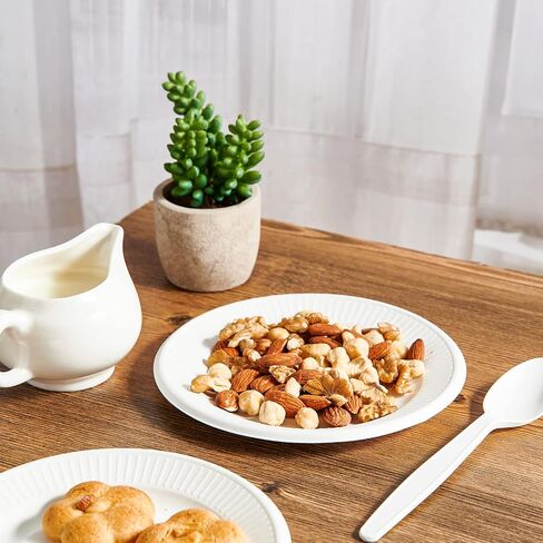 Vplus 100% Compostable Small Paper Plates, 300 Pack 6 Inch Disposable Paper Plates, Uncoated Biodegradable Plates Made of Sugar Cane Fibers, Perfect for Sandwich, Cake, and Snack in Saudi Arabia