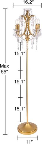 TOCHIC 5-Light Farmhouse Tranditional Crystal Floor Lamp, Black Craft Candelabra Lighting Fixture 65'' Tall for Living Room, Dining Room, Entryway, Bedroom in Saudi Arabia