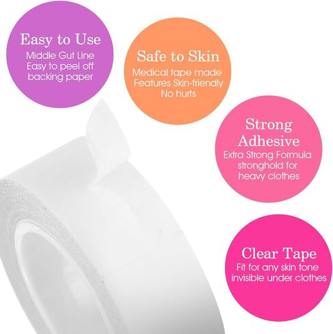 Double Sided Clothing Tape Fashion Beauty Tape Clear Body Strong Tape Transparent Fabric Adhesive Tape with Dispenser for Clothing Fabric Dress Bra in Saudi Arabia