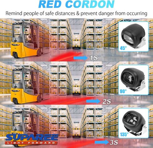 SUPAREE LED ضوء ستروب للرافعة الشوكية الأحمر، 3000LM أحمر حديث محمول قابل للتعديل LED خط مستقيم رافعة شوكية ضوء السلامة، مستودع رافعة شوكية أضواء تحذير المنطقة الخفيفة (30W، DC 12-80V) in Kuwait