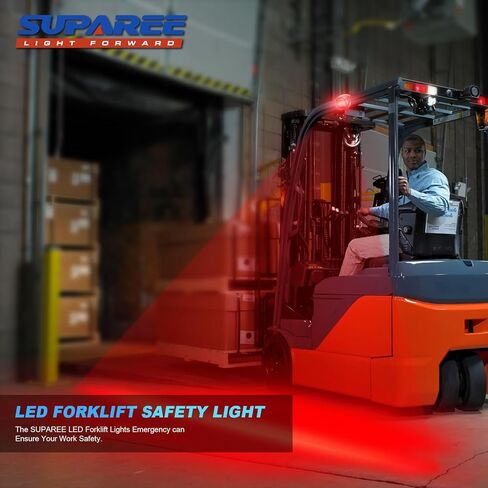 SUPAREE LED ضوء ستروب للرافعة الشوكية الأحمر، 3000LM أحمر حديث محمول قابل للتعديل LED خط مستقيم رافعة شوكية ضوء السلامة، مستودع رافعة شوكية أضواء تحذير المنطقة الخفيفة (30W، DC 12-80V) in Kuwait