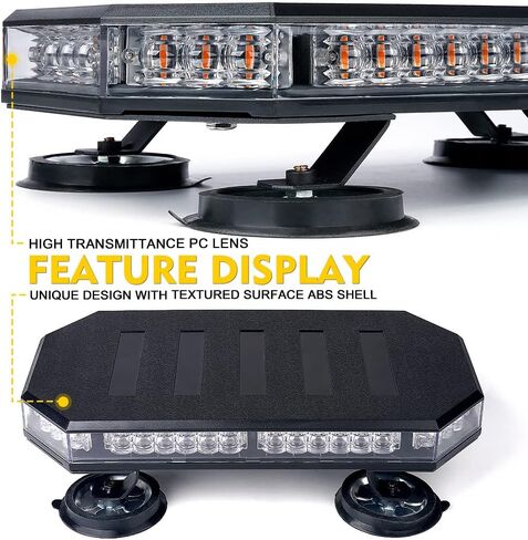 LUMENIX 42 LED Rooftop Strobe Beacon Light Bar Patent Design, Traffic Hazard Warning Flashing Plow Lights w/Controller for Emergency Construction Vehicles Trucks Postal Cars Snowplow - Amber/White in Saudi Arabia