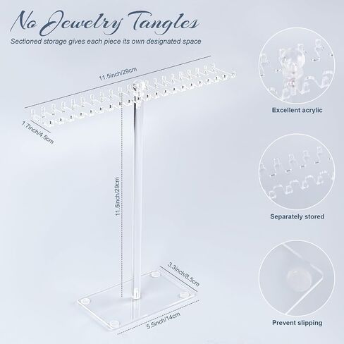 Necklace Holder Organizer Jewelry Stand,Acrylic Necklace Organizer Stand,Clear Jewelry Holder Display Rack for Necklaces,Bracelets,Rings,Earrings in Saudi Arabia