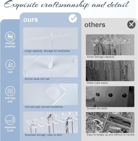 Necklace Holder Organizer Jewelry Stand,Acrylic Necklace Organizer Stand,Clear Jewelry Holder Display Rack for Necklaces,Bracelets,Rings,Earrings in Saudi Arabia