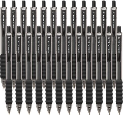 MiSiBao 0.7mm Black Ink Gel pen Refillable & Retractable Gel Ink Rolling Ball Pens Classic Durable gel pen (Black-12 pack) in Saudi Arabia