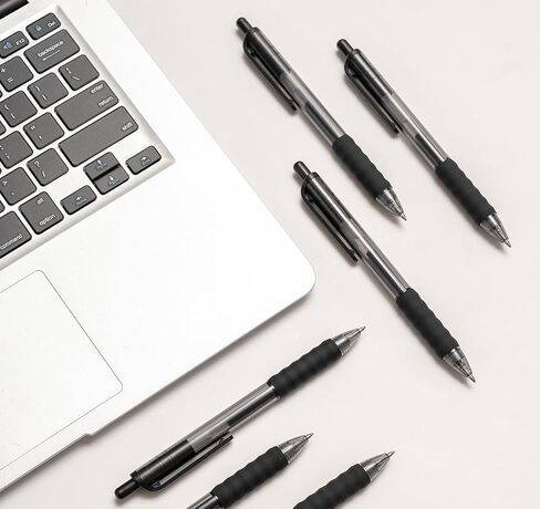 MiSiBao 0.7mm Black Ink Gel pen Refillable & Retractable Gel Ink Rolling Ball Pens Classic Durable gel pen (Black-12 pack) in Saudi Arabia