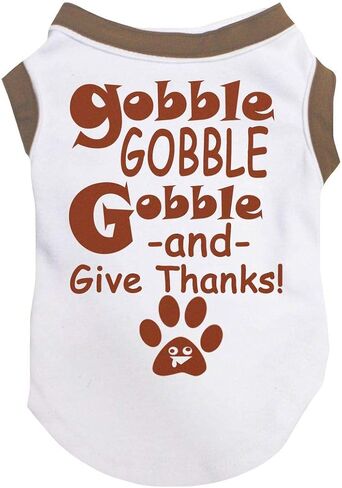 Petitebella Gobble Gobble Gobble and Give Thanks Puppy Dog Shirt (White/Orange, Medium) in Saudi Arabia