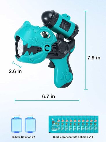 مسدس فقاعات الديناصور للأطفال، صانع منفاخ آلة الفقاعات مع أضواء وأصوات، مسدسات فقاعات للأطفال الصغار من 1 إلى 3 سنوات، هدايا ألعاب صيفية خارجية للأولاد والبنات in Kuwait