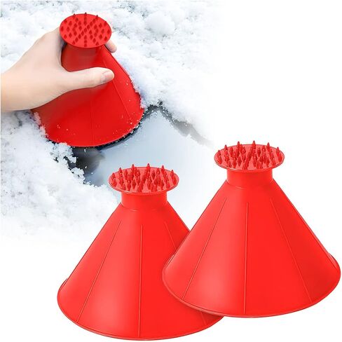 8sanlione 2PCS Magical Ice Scrapers, Funnel Snow Scrape for Car Windshield, Round Frost Removal Cleaning Tool, Winter Automotive Exterior Accessories, Universal for Bus, Truck, SUV, Van (Black) in Saudi Arabia
