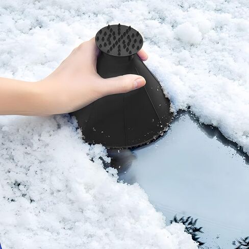 8sanlione 2PCS Magical Ice Scrapers, Funnel Snow Scrape for Car Windshield, Round Frost Removal Cleaning Tool, Winter Automotive Exterior Accessories, Universal for Bus, Truck, SUV, Van (Black) in Saudi Arabia