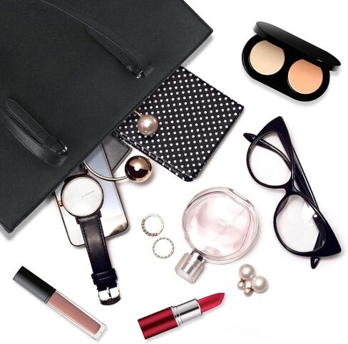 حقيبة كمبيوتر محمول للنساء، حقيبة كمبيوتر من جلد البولي يوريثان مقاس 15.6 بوصة، حقيبة كتف ذات سعة كبيرة، حقيبة يد حقيبة عمل للعمل والسفر والمكتب، أسود in Kuwait