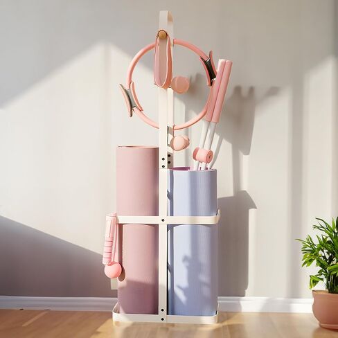 Nisorpa Yoga Mat Floor Storage Rack Yoga Mat Holder Floor Stand Standing Yoga Mat Holder All in One Organizer Yoga Equipment for Hanging Foam Roller at Fitness Class or Home Gym in Saudi Arabia