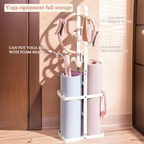 Nisorpa Yoga Mat Floor Storage Rack Yoga Mat Holder Floor Stand Standing Yoga Mat Holder All in One Organizer Yoga Equipment for Hanging Foam Roller at Fitness Class or Home Gym in Saudi Arabia
