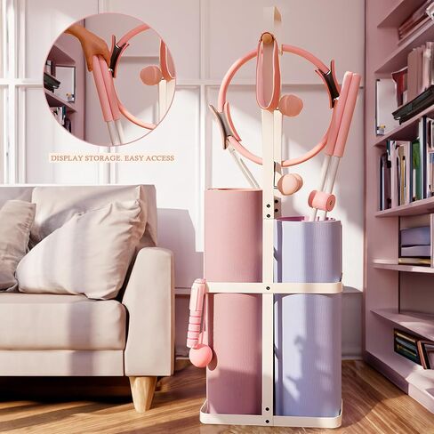 Nisorpa Yoga Mat Floor Storage Rack Yoga Mat Holder Floor Stand Standing Yoga Mat Holder All in One Organizer Yoga Equipment for Hanging Foam Roller at Fitness Class or Home Gym in Saudi Arabia