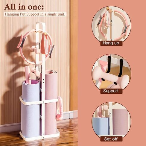 Nisorpa Yoga Mat Floor Storage Rack Yoga Mat Holder Floor Stand Standing Yoga Mat Holder All in One Organizer Yoga Equipment for Hanging Foam Roller at Fitness Class or Home Gym in Saudi Arabia