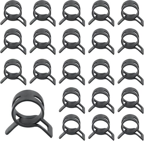 60Pcs 1/2 Inch Spring Band Type Action Hose Clamp, 12mm Black Spring Steel Spring Clip Pipe for Water Pipe (Black) in Saudi Arabia