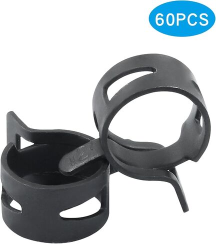 60Pcs 1/2 Inch Spring Band Type Action Hose Clamp, 12mm Black Spring Steel Spring Clip Pipe for Water Pipe (Black) in Saudi Arabia