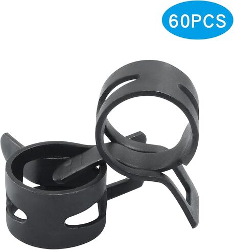 60Pcs 1/2 Inch Spring Band Type Action Hose Clamp, 12mm Black Spring Steel Spring Clip Pipe for Water Pipe (Black) in Saudi Arabia