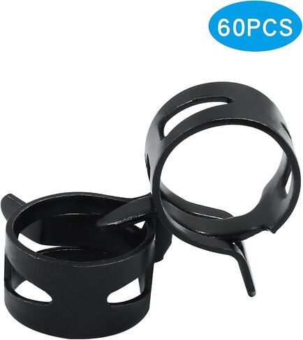 60Pcs 1/2 Inch Spring Band Type Action Hose Clamp, 12mm Black Spring Steel Spring Clip Pipe for Water Pipe (Black) in Saudi Arabia