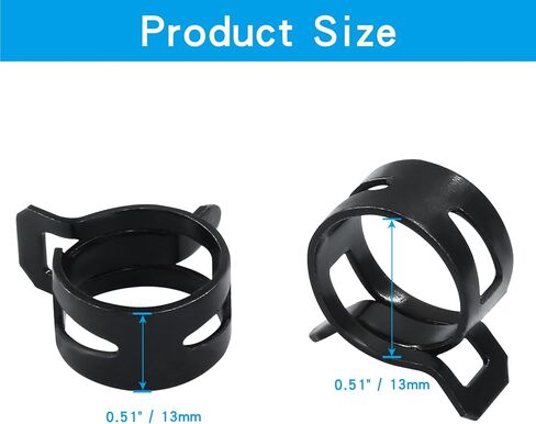 60Pcs 1/2 Inch Spring Band Type Action Hose Clamp, 12mm Black Spring Steel Spring Clip Pipe for Water Pipe (Black) in Saudi Arabia