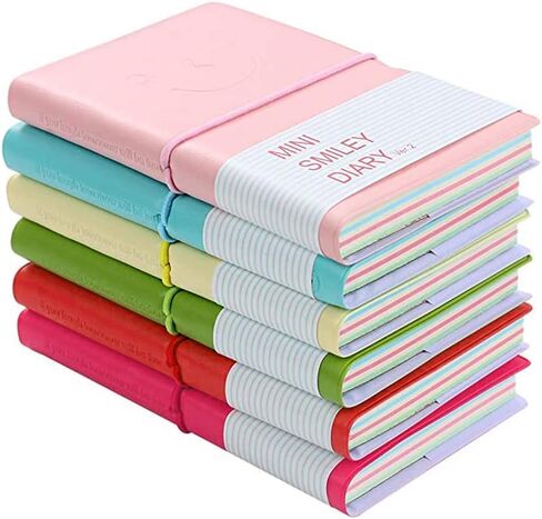 دفتر ملاحظات للجيب مكون من 6 قطع من LZYMSZ، دفاتر مذكرات صغيرة مبتسمة مع غطاء من الجلد المقلد، صفحات فارغة، كتاب مذكرات جيب محمول سهل التمزيق، 12.5×7.5 سم/5×3 بوصة in Kuwait